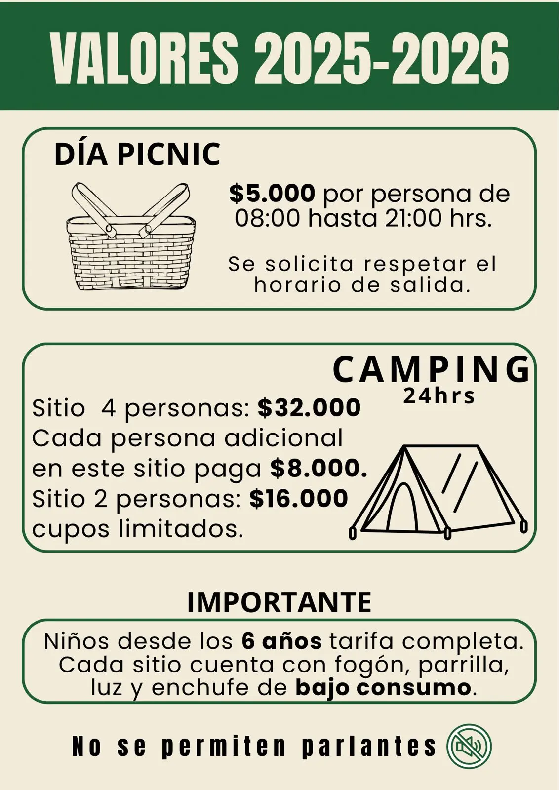 Reglamento interno del Camping San José — normas de convivencia, limpieza y fogatas